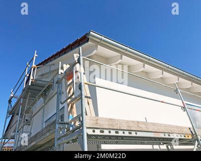 Neubaustelle mit Fertigputz Stockfoto