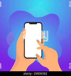 Smartphone Mit Hands Mockup Social Media Advertisement Vector Template Stock Vektor