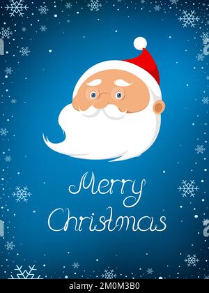 Weihnachtskarte mit Weihnachtsmann-Gesicht. Vektordarstellung. Stock Vektor