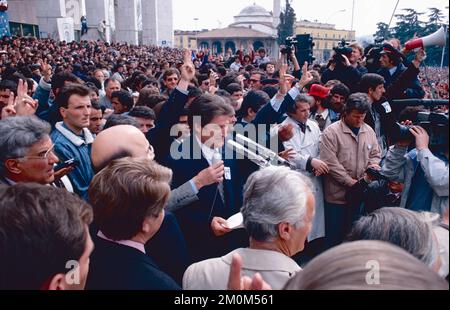 Albanischer Politikerpräsident Sali Berisha, Vorsitzender der Demokratischen Partei, Tirana, Albanien 1992 Stockfoto