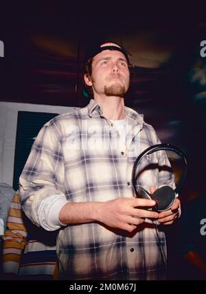 Italienischer DJ, Sänger und Songwriter Lorenzo Cherubini alias Jovanotti im Disco-Club Alien, Rom, Italien 1994 Stockfoto