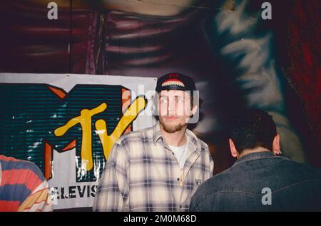 Italienischer DJ, Sänger und Songwriter Lorenzo Cherubini alias Jovanotti im Disco-Club Alien, Rom, Italien 1994 Stockfoto