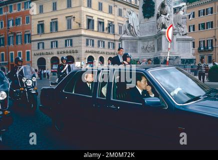 Japanischer Kaiser Akihito besucht Rom, Italien 1993 Stockfoto