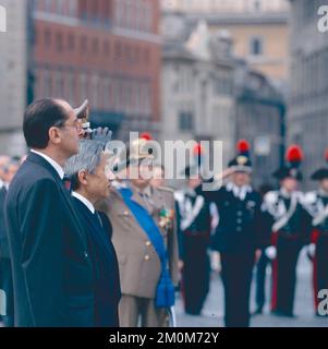 Japanischer Kaiser Akihito besucht Rom, Italien 1993 Stockfoto