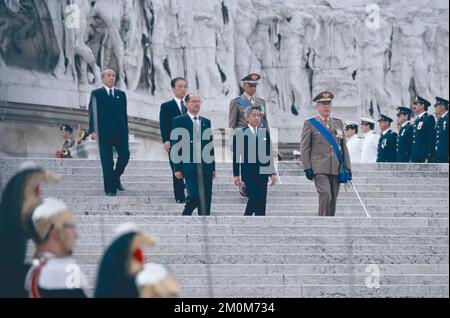Japanischer Kaiser Akihito besucht Rom, Italien 1993 Stockfoto