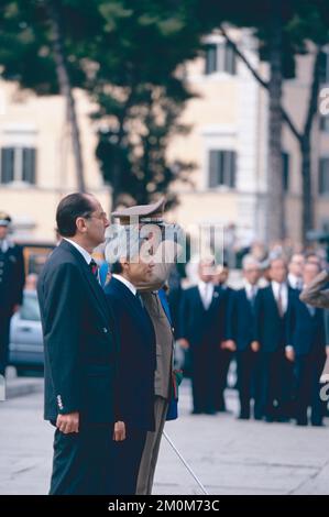 Japanischer Kaiser Akihito besucht Rom, Italien 1993 Stockfoto