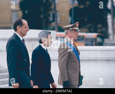 Japanischer Kaiser Akihito besucht Rom, Italien 1993 Stockfoto