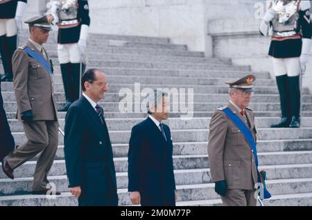 Japanischer Kaiser Akihito besucht Rom, Italien 1993 Stockfoto