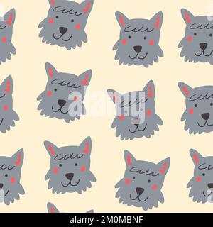 Schottisches Terrier-Muster. Hundemuster auf hellem Hintergrund. Vektordarstellung Stock Vektor