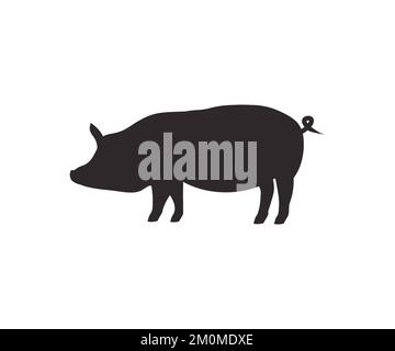 Vektorschwein-Silhouette. Schweineschmücke, Schweinefutter, Logo-Design. Pig Silhouette Farm Animal – Vektordesign und Illustration. Stock Vektor