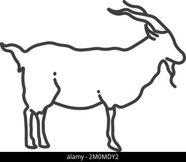 Ziegensymbol. Long Horn Bauernhoftier. Hausfauna Stock Vektor