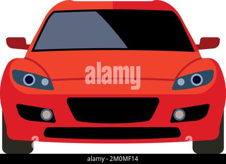 Roter Sportwagen, Frontansicht. Cartoon Auto-Symbol Stock Vektor