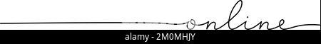 Online-Wort – eine Zeile mit Wort durchgehend. Minimalistisches Zeichnen der Phrasendarstellung. Stock Vektor