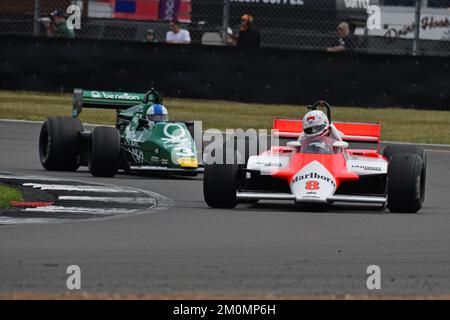 Mark Higson, McLaren MP4/1B, Frank Williams Memorial Trophy für Masters Racing Legends, zwei zwanzig-Minuten-Rennen am Wochenende in den 70er und 80er Jahren Stockfoto