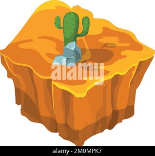 Einsame Insel. Flugposition. Isometrisches Cartoon-Land Stock Vektor