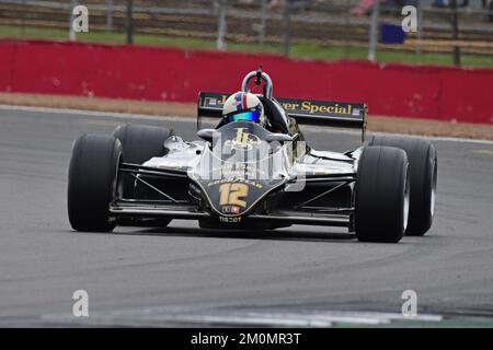 Steve Brooks, Lotus 91, Frank Williams Memorial Trophy für Masters Racing Legends, zwei zwanzig-Minuten-Rennen über das Wochenende in den 1970er und 1980er Jahren, F1 m. Stockfoto