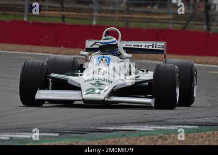 Mark Hazell, Williams FW07B, Frank Williams Memorial Trophy for Masters Racing Legends, zwei zwanzig-Minuten-Rennen über das Wochenende in den 1970er und 1980er Jahren Stockfoto