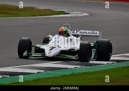 Mike Cantillon, Williams FW07, Frank Williams Memorial Trophy für Masters Racing Legends, zwei zwanzig-Minuten-Rennen am Wochenende für die 1970er und 1980 Stockfoto