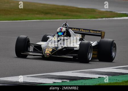 Steve Brooks, Lotus 91, Frank Williams Memorial Trophy für Masters Racing Legends, zwei zwanzig-Minuten-Rennen über das Wochenende in den 1970er und 1980er Jahren, F1 m. Stockfoto