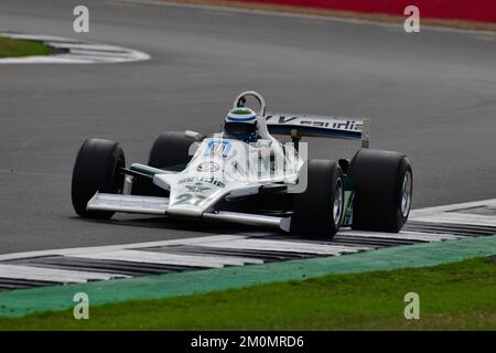 Mark Hazell, Williams FW07B, Frank Williams Memorial Trophy for Masters Racing Legends, zwei zwanzig-Minuten-Rennen über das Wochenende in den 1970er und 1980er Jahren Stockfoto