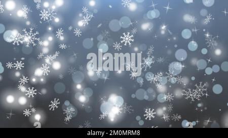 Blauer Winterhintergrund mit Schneeflocken Stockfoto