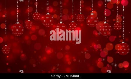Rote Winterdekorationen. Illustrationskarte und Hintergrund für Winterferien mit roten eleganten Ornamenten. Stockfoto
