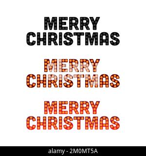 Fröhliche Weihnachtsschrift mit markierten Lichtern auf weißem Hintergrund. Zeichenelement für Vektorurlaub. Kann für Merry Christmas 2023 verwendet werden Stock Vektor