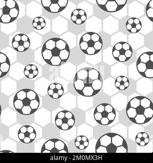 Vector Schwarz und Weiß Fußball Texturiertes Wiederholungsmuster auf Hintergrund Stock Vektor