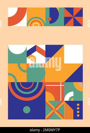 Dekoratives Poster im bauhaus-Stil. Geometrische Retro-Kunst Stock Vektor