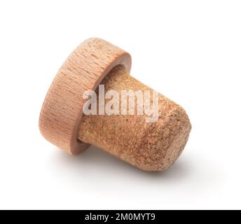 Korkstopfen der Brandy-Flasche, auf weiß isoliert Stockfoto