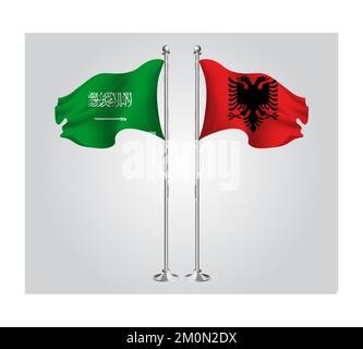 Saudi-Arabische Nationalflagge für Freundschaft, Zusammenarbeit und Geschäftsabschlüsse Stockfoto