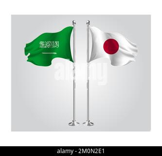 Saudi-Arabische Nationalflagge für Freundschaft, Zusammenarbeit und Geschäftsabschlüsse Stockfoto