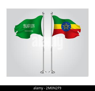 Saudi-Arabische Nationalflagge für Freundschaft, Zusammenarbeit und Geschäftsabschlüsse Stockfoto