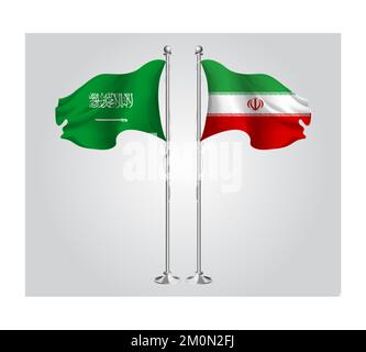 Saudi-Arabische Nationalflagge für Freundschaft, Zusammenarbeit und Geschäftsabschlüsse Stockfoto