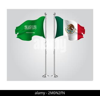 Saudi-Arabische Nationalflagge für Freundschaft, Zusammenarbeit und Geschäftsabschlüsse Stockfoto