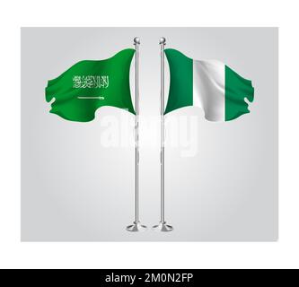Saudi-Arabische Nationalflagge für Freundschaft, Zusammenarbeit und Geschäftsabschlüsse Stockfoto