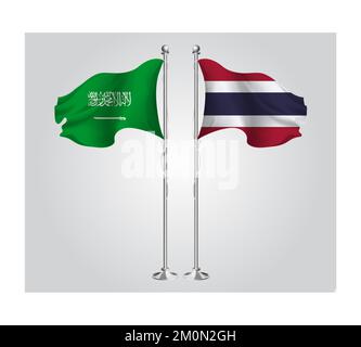 Saudi-Arabische Nationalflagge für Freundschaft, Zusammenarbeit und Geschäftsabschlüsse Stockfoto