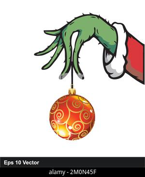 Grinch Hand Mit Schmuck Weihnachten Stock Vektor
