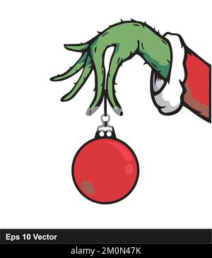 Grinch Hand Mit Schmuck Weihnachten Stock Vektor