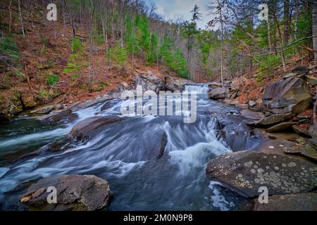 Baby Falls mit Stromschnellen auf dem Tellico River im Cherokee National Forest in TN. Stockfoto