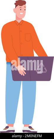 Mann, der Müll recycelt. Papierkorb wird sortiert. Eco-Umgebung auf weißem Hintergrund isoliert Stock Vektor