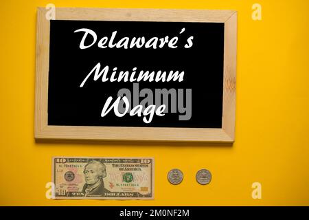 Der Mindestlohn in Delaware beträgt $10,50 Dollar pro Stunde Stockfoto
