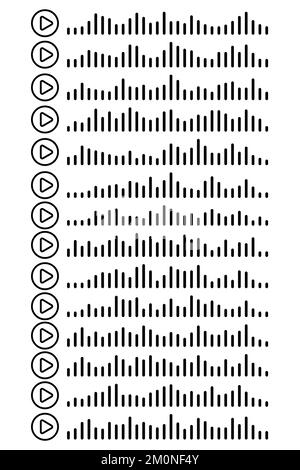 Audiowelle. Symbol klingt nach einem Lied. Podcast setzt Wellen. Symbole auf transparentem isoliertem Hintergrund. Sprachnachricht. Vektordarstellung. EQ Stock Vektor