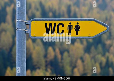Wegweiser WC Stockfoto