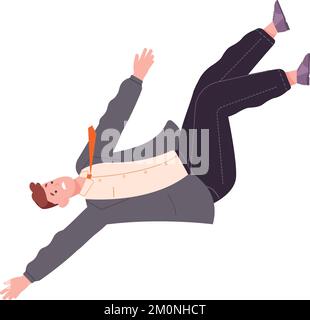 Ein gescheiterter Geschäftsmann. Gestresster Büroangestellter im Sturz isoliert auf weißem Hintergrund Stock Vektor
