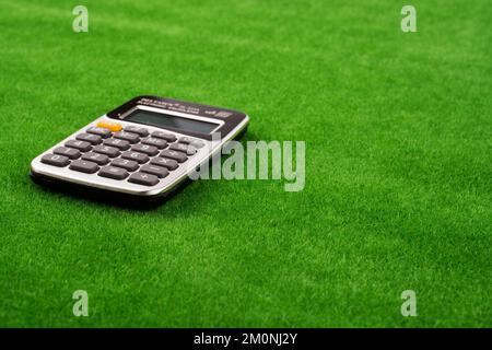 Littlegift Kasten mit einer Schleife platziert auf dem grünen Rasen Stockfoto