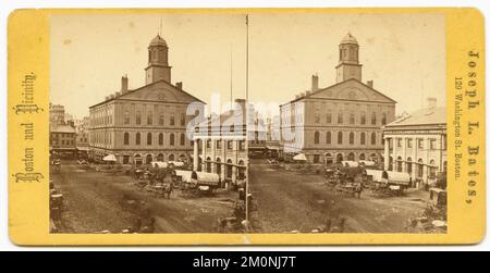 Stereoskopischer Blick auf Faneuil Hall, Boston, Massachusetts, ca. 1870. Fotografie von Joseph L. Bates Stockfoto