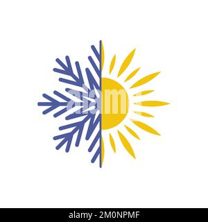 Symbolvektor „kalt“ und „heiß“ auf weißem Hintergrund isoliert Stock Vektor