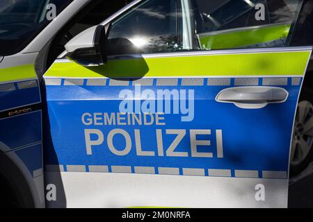 Polizeiauto-Straße Moritz Municipal Police, Schweiz, Europa Stockfoto