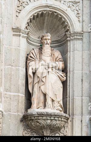 Statue vom Eingang zur Kathedrale unserer Lieben Frau der Himmelfahrt, Oaxaca, Mexiko Stockfoto